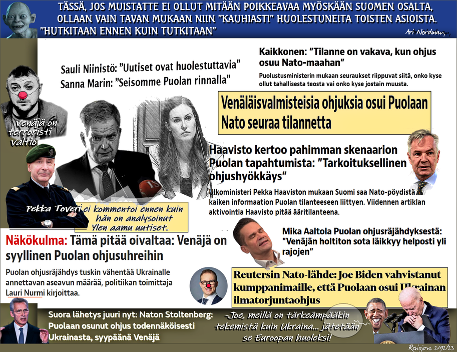 Järkyttävää. Huolestumista. Selenskyi. Sanna Marin. Pekka Haavisto. Niinistö.