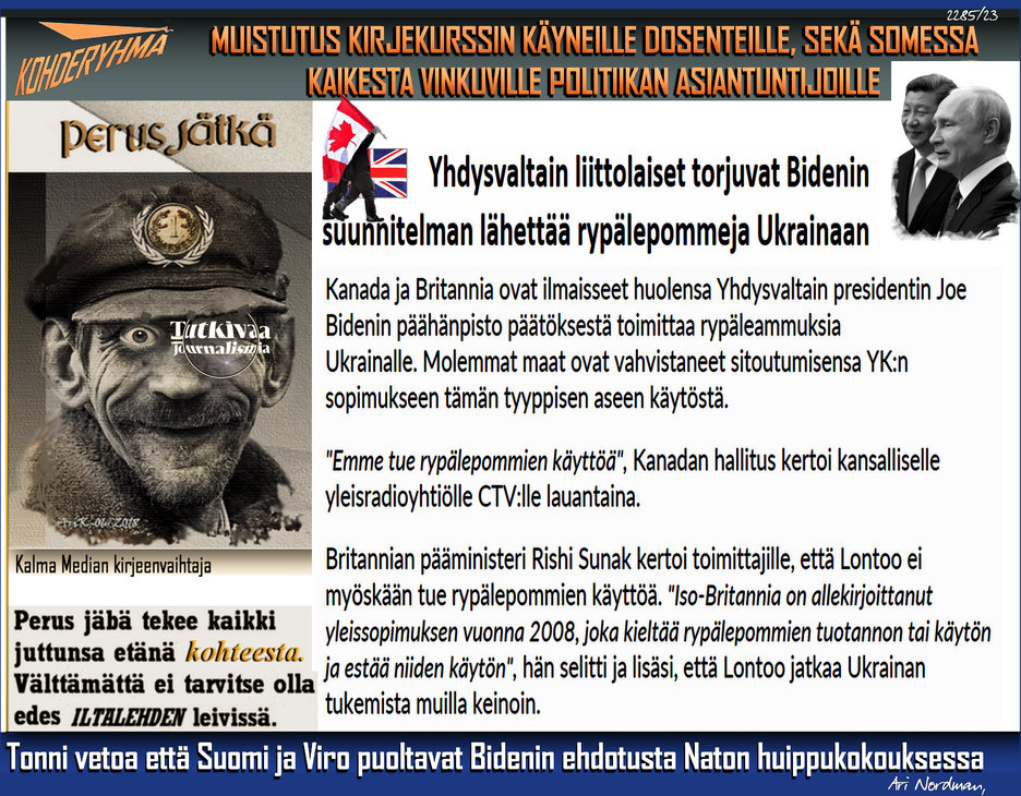 Alma media-Kalma media-Ukrainan sota-Venäjä voittaa-rypälepommit-kanada