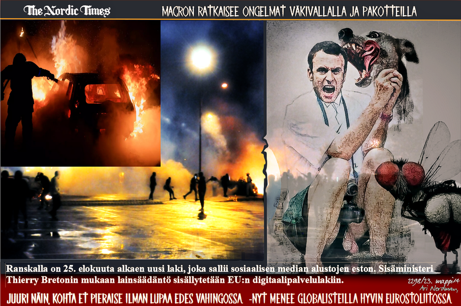 Ranskan mellakat-Macron-Maahanmuuttajat-autot palavat-Macronin munat-EU-osavaltio