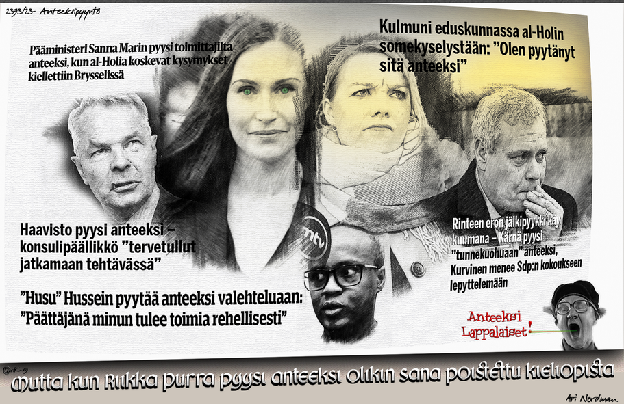 Anteeksipyyntö-Riikka Purra-Haavisto-Sanna-Kulmuni-Lappalaiset